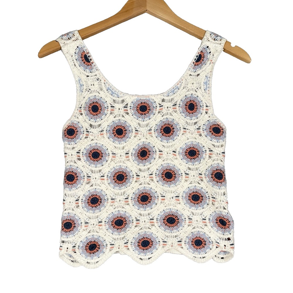 KNIT WORKS Knit Tank Top Girls Size Large Crochet Boho Sleeveless Blouse‎